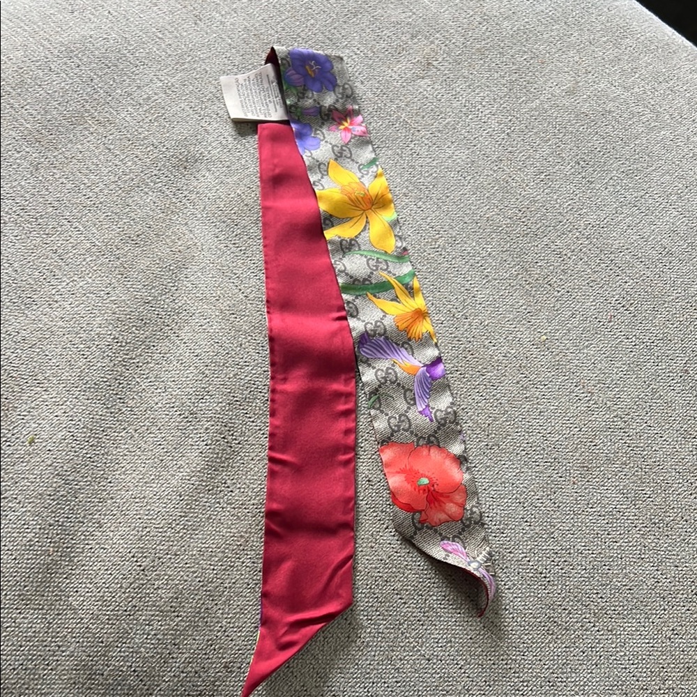 GG FLORA PRINT SILK NECK BOW - Picture 4 of 4